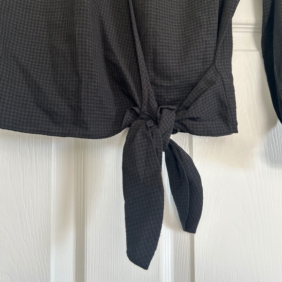 Madewell Black Smocked-Sleeve Wrap Top, Size XXS - Picture 8 of 10